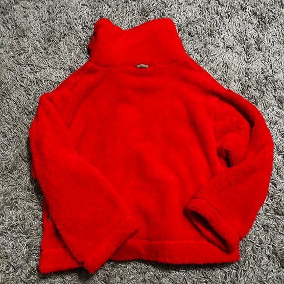 Free People Movement Red Fleece Oversized Zip Up Jacket Size L - Picture 2 of 6